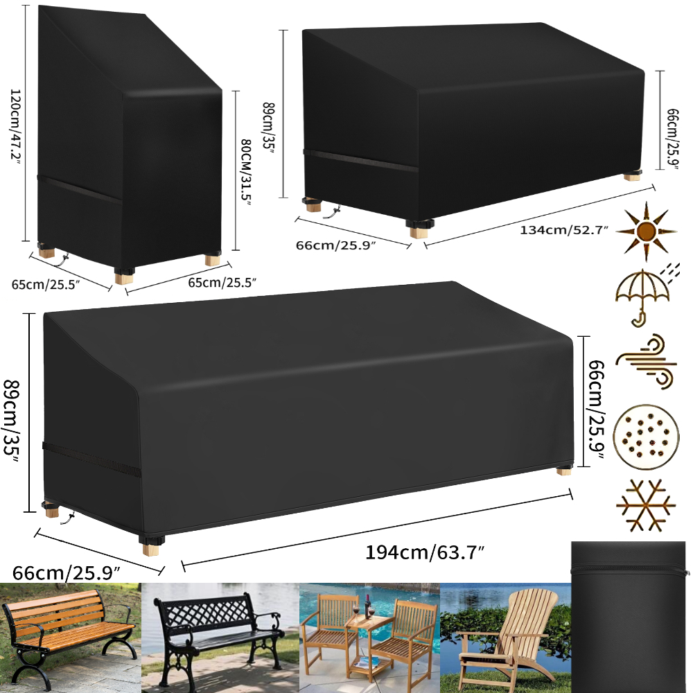 Outdoor Furniture Bench - Penutup Kursi Teras Anti Air, Pelindung