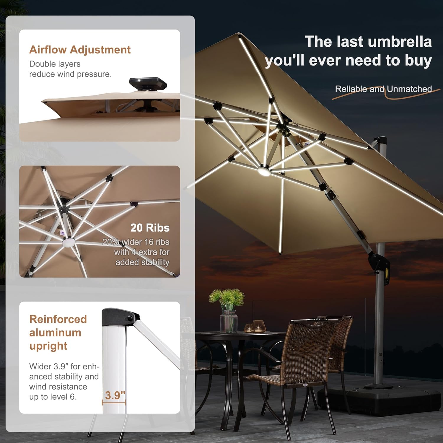 Payung Patio Persegi Panjang L - Outdoor Furniture Umbrella ulasan dan harga